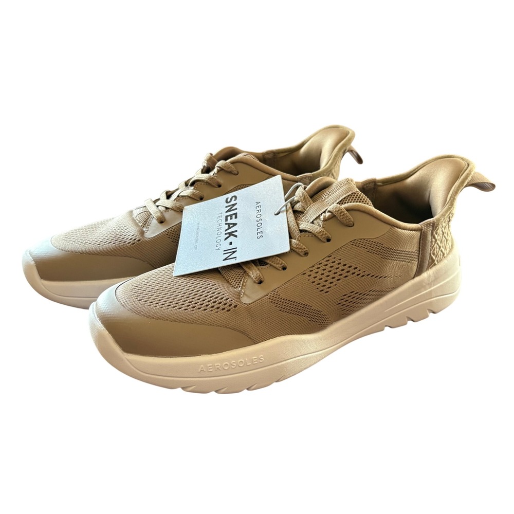 Aerosoles Sadiel Sneaker Women 8 Tan New Sneak-In Slip On Elastic Lace